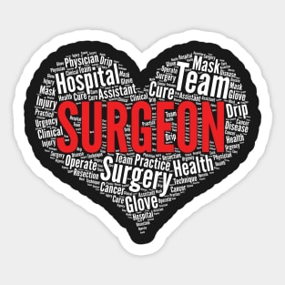 Surgeon Heart Shape Word Cloud Design product Sticker